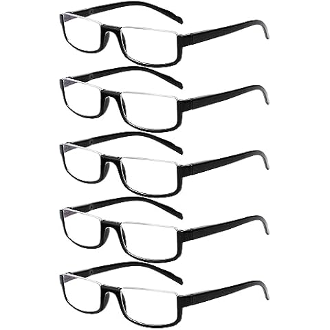 Kerecsen 5-Pack Reading Glasses for Women/Men,Half-Moon Frame Readers with Spring Hinges (5Black, 2.00) Cover