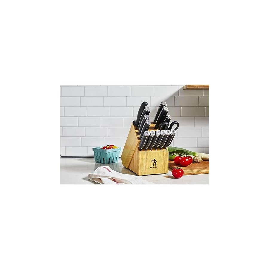 Henckels-Refined-15-pc-Knife-Block-Set HENCKELS Refined Razor-Sharp 15-Piece Self Sharpening Knife Block Set, Chef Knife, Bread Knife, Steak Knife, German Engineered Knife Informed by 100+ Years of Mastery