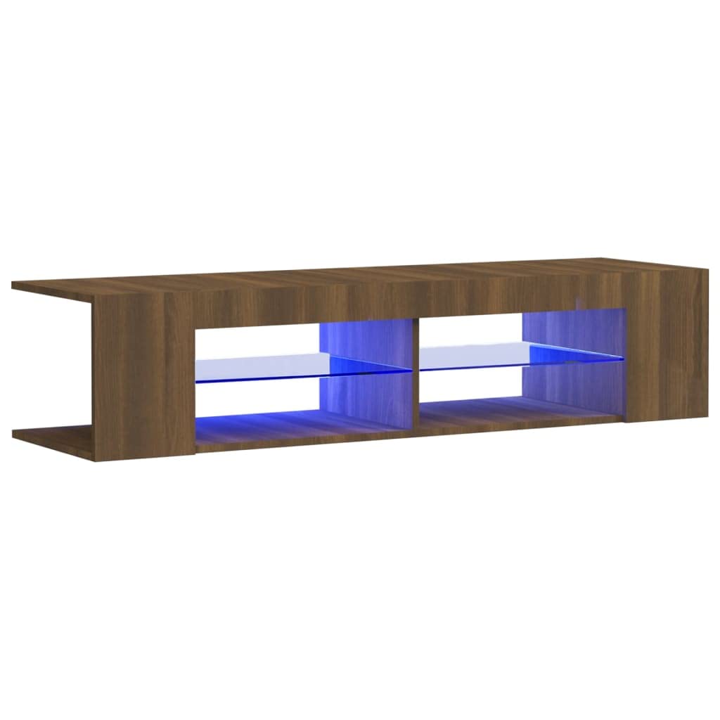 Z oświetleniem LED z drewna brąz dąb 135x39x30 cm