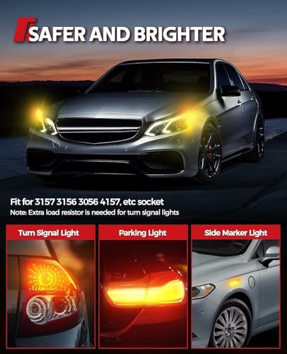 Image of Torchbeam 3157 3156 LED Bulbs, Amber Yellow LED Turn Signal Lights Bulbs, 400% Brighter 3156 3057 3457 4157 LED Bulb with Projector Replacement for Directional Blinker Parking Side Marker Lights