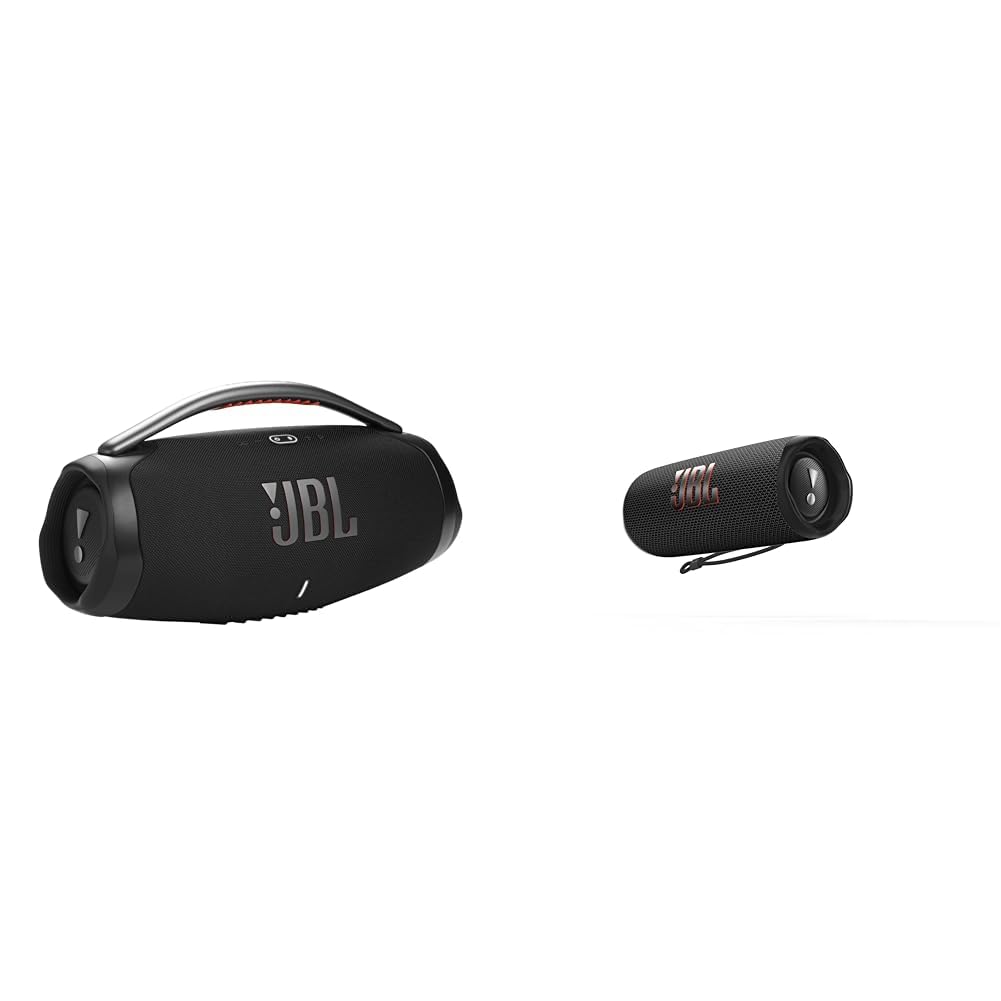 JBL Boombox 3 Black Portable Bluetooth Speaker with Massive Sound Deepest Bass IPX7 Waterproof 24H Playtime Flip 6