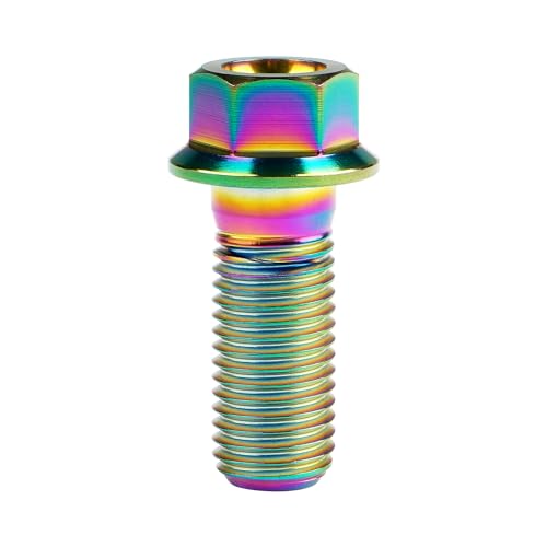 Image of Titanium Bolt Hex Small Flange Head M12x30mm Pitch 1.25, Rainbow | 30 35 40 45 50 55 60 65 70 75 80 85 90mm 1.25 /1.5mm Pitch Screws for Motorcycle Car Modification Pack of 4