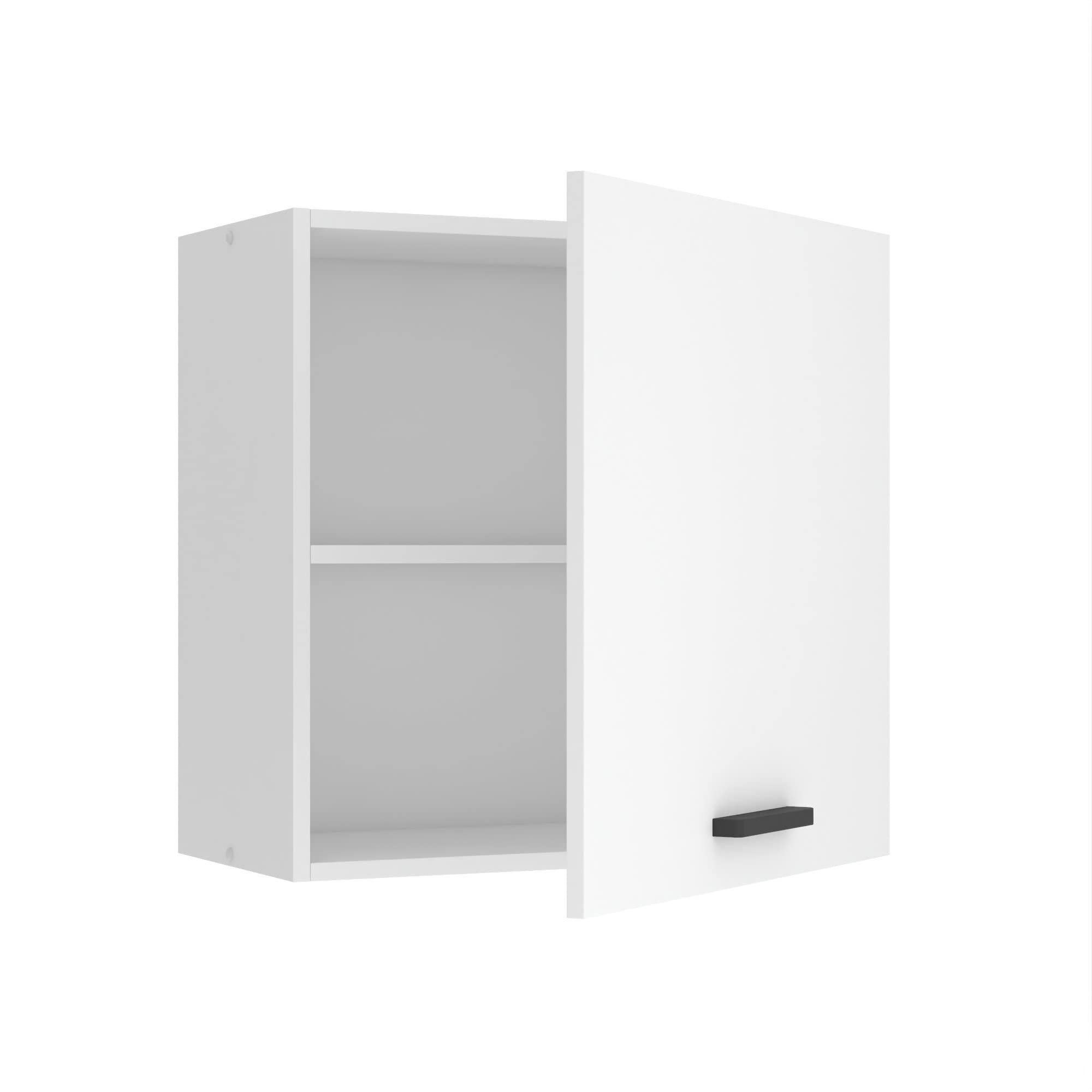 Belini Meuble Haut Cuisine SG 60 cm, avec 1 Porte, Blanc Mat | Meubles de Cuisine - Mural, Rangements, 1 Porte, Taille: 29,6 x 60 x 58 cm, Armoire Murale avec Poignée en Métal
