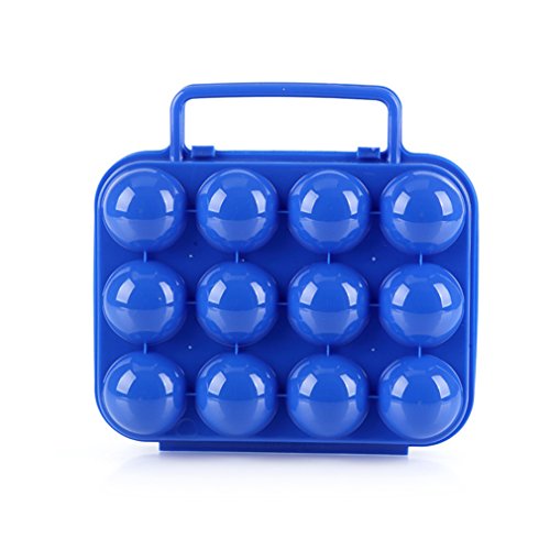 CFtrum Portable 12 Egg Slots Holder Shockproof Storage Box for BBQ Camping Hiking - Blue