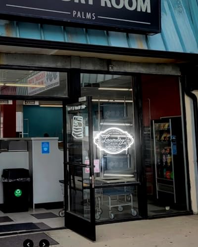 Image of The Laundry Room Neon Sign, USB Powered Laundry Room LED Neon Light, Dimmable Light Up Laundry Sign Acrylic Wall Decor Hanging Door For Home Business Laundry room, Bathroom, Farmhouse Decoration