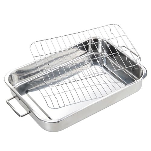 Bandeja para asar de acero inoxidable rectangular con asas fijas 7