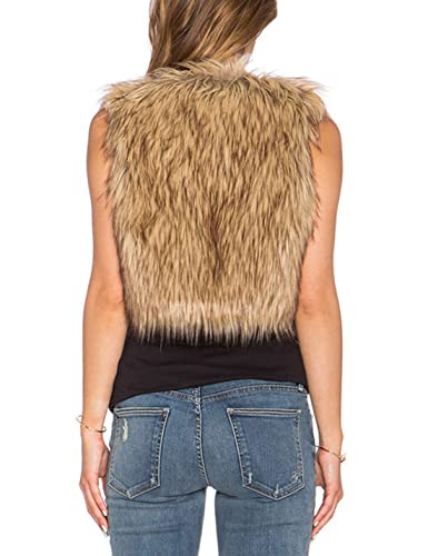 Tanming Women's Sleeveless Open Front Fluffy Short Faux Fur Vests Waistcoats4