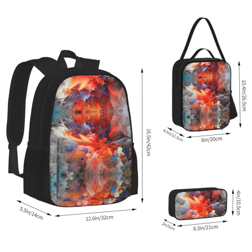 Colorful Clouds Print 3 Piece Set Backpack, Lunch Bag, Pencil Case, Cute Sturdy For College And Travel4
