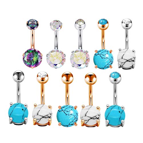 kowaku 10 Peças de Zircão de aço Piercing Joias Bola Lábio Língua Barra Anel Halter