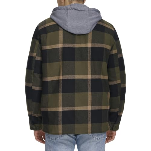 Image of Levi's mens Plaid Sherpa Lined Hooded Shirt Jacket (Regular & Big & Tall Sizes)