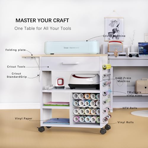 Chariot robuste à étagères réglables pour machine Cricut et vinyles - 4