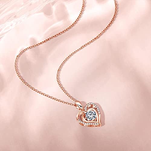 immobird Heart Necklaces for Women 925 Sterling Silver Necklace Romantic Love Pendant Necklace Jewellery Gifts for Women Anniversary Birthday Christmas Valentines Mothers Day Gifts