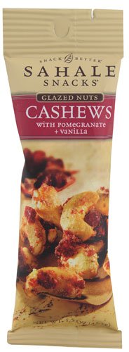 Sahale Snacks Mezcla de nueces glaseadas de anacardos con granada y vainilla, 1.5 onzas, 2 unidades