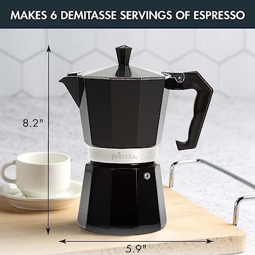 Primula Classic Stovetop Espresso and Coffee Maker, Moka Pot for Italian and Cuban Café Brewing, Greca Coffee Maker, Cafeteras, 6 Espresso Cups, Black - Thumbnail 3