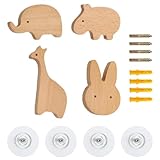 Sprießen 4 Piezas Percha Pared Infantil,Perchero De Pared De Madera Con Forma...