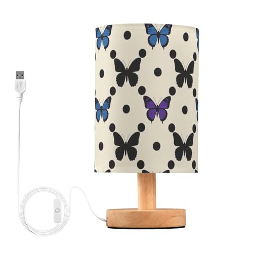 Lámpara de mesa de noche azul con diseño de mariposa miniatura 1