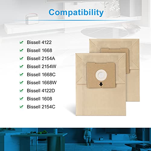 Lanmu Vacuum Bags Compatible With Bissell Zing 4122, 2154A, 2154W, 2154, 4122D, 1668, 1668C, 1668W, 1608, 2154C Canister Vacuum, Replacement Part Number 2138425 (6 Pack) #TOP3