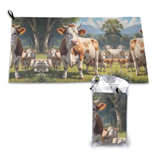 WZYWHJ Toallas de fibra ultrafina con estampado de vacas de pasto para deportes, fitness y secado rápido son adecuadas para actividades de gimnasio