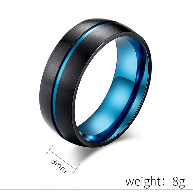 8MM Cross Christian Religious Scripture Dome Grooved Center Bicolor Ring, Comfortable Fit Custom Engraving Amulet Inspirational Jewelry for Men Women Ideal Easter Gifts, Size 7 to 122