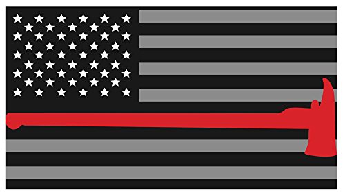 K9King Thin Red Line Axe Flags Subdued 3M Vinyl Reflective Decal, Black, Gray & Red American Flag Sticker Honoring The Courage of Our Firefighters, EMT & Paramedics