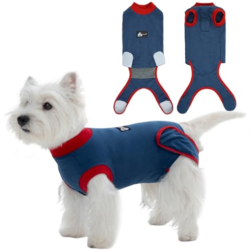 Image of IDOMIK Dog Recovery Suit for Neuter Spay,Anti-Licking Dog Surgical Bodysuit | Soft Dog Recovery Onesie Protects Abdominal Wounds, Easy to Wear, Easy Potty Breaks, E-Collar Cone Alternative,Navy,S