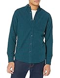Amazon Essentials Men's Regular-Fit Gingham Long-Sleeve Pocket Oxford Shirt, Green/Navy, X-Large