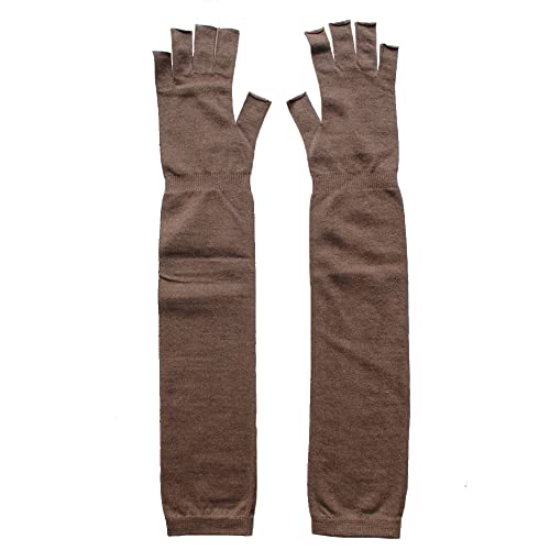 [エムアンドエムソックス] アームカバー レディース 5本指 綿 麻 UVカット 90％以上 日本製 国産 指ぬき コットン リネン 紫外線対策 UV さらさら (1, チャコール, フリーサイズ)のサムネイル