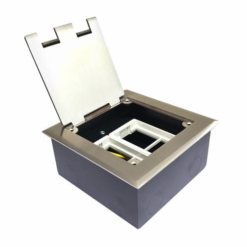 Image of MX 6-Module Floor Pop-Up Box - Stainless Steel Flush Mounting, 45 Series Modules, 90 Top Cover, Concrete Floor Installation, Silver