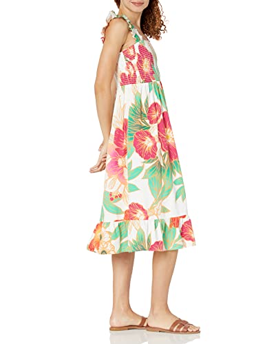 Image of The Drop Womens Kimi Ruffled Shoulder Smocked Midi Dress