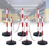 6er-Set Absperrpfosten mit Sockel, including 5x2.5m Chains & 20xS Buckles...