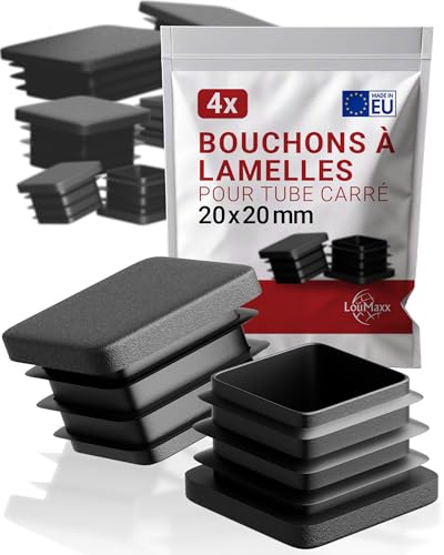 LouMaxx Bouchon Tube carré 20 x 20 mm - Bouchon Plastique pour Tube carré Noir