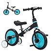UBRAVOO Fit 'n Joy Beginner Toddler Training Bicycle, 4-in-1 Kids Balance Bike with Pedals & Training Wheels Options, Trike to Bike Riding Toys for Boys Girls 2-5 (Blue)