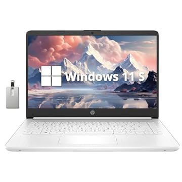 HP Laptop Premium Stream HD de 14 polegadas, Intel Celeron N4120, 16 GB de RAM, 64 GB eMMC, Webcam, gráficos UHD, WiFi, HDMI, Office 365 de 1 ano, Win 11s, branco, cartão USB Hotface de 32 GB
