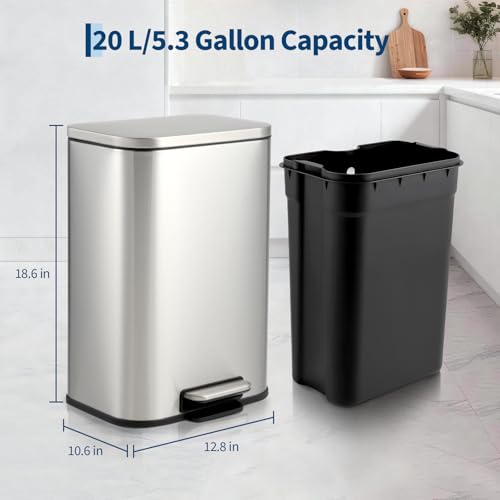 Caneca de basura rectangular de acero inoxidable 20L miniatura 3