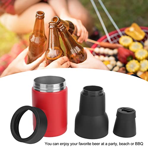 Cooler, izolator butelek piwa, 3 na 1 stal nierdzewna 12 uncji izolowana podwójna butelka piwa i puszka (Red)
