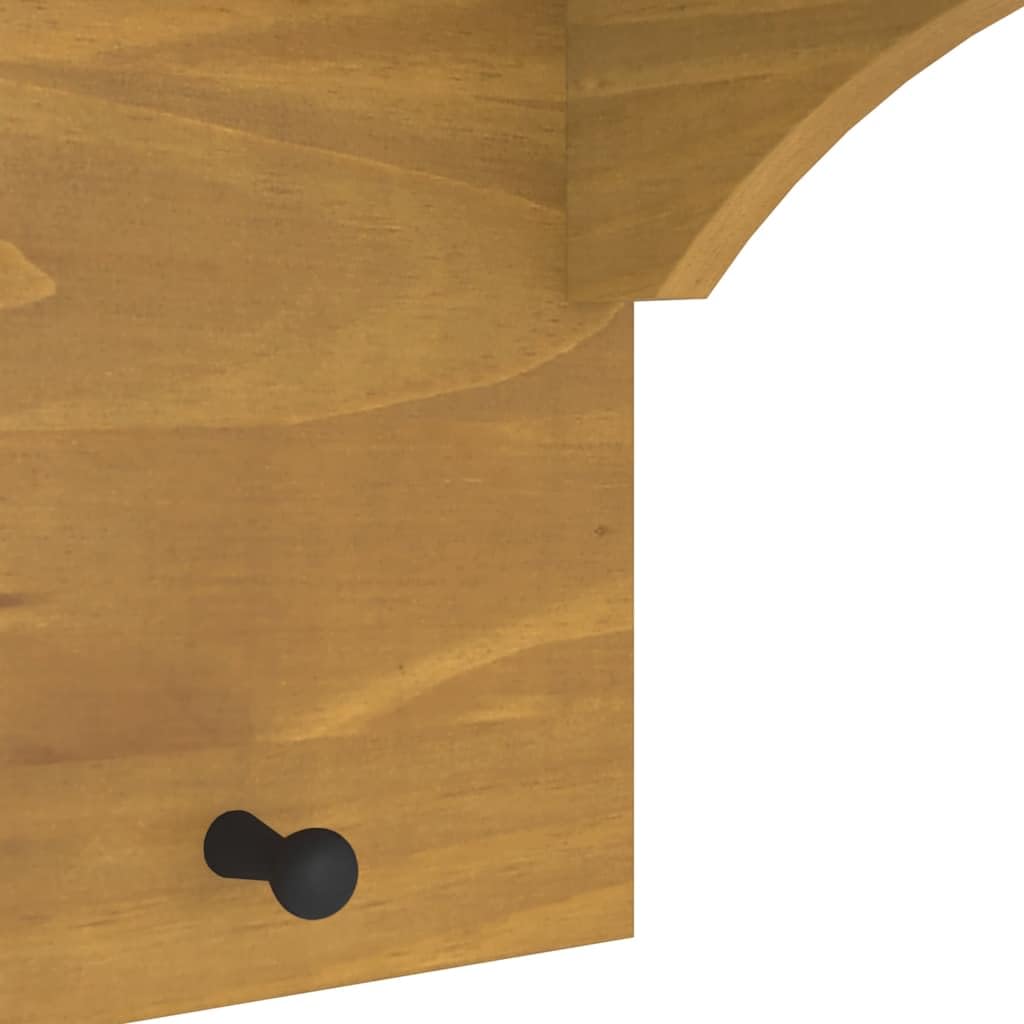 Garderoba ścienna Sandnes z litego drewna sosnowego, garderoba do przedpokoju z półką na kapelusze i 5 haczykami, rustykalny design o wyglądzie orzecha włoskiego, 87 x 30 x 42 cm
