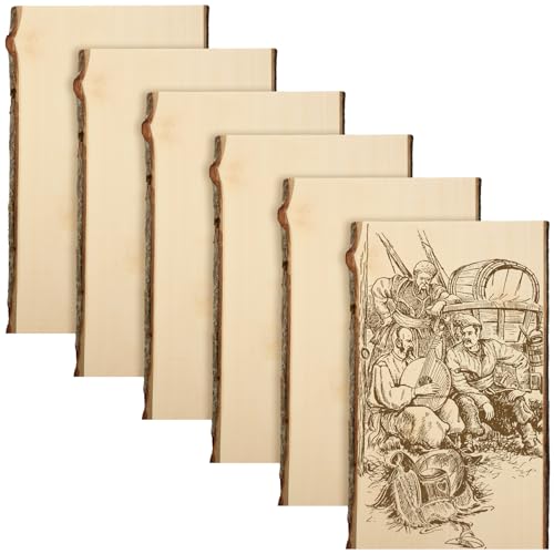 Briwooody 6 Pack Hollow Wood Plank Live Edge Woodslab Unfinished Wood Boards for Crafts Rustic...