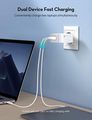 USB C Charger for MacBook Pro Air, RAVPower 90W 2-Port Wall Charger PD 3.0 GaN Type C Fast Charging Adapter Compatible with iPad Pro, iPhone 12 Mini Pro Max, Galaxy S9 S8, Nintendo Switch and More - Thumbnail 2