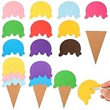 MixTeach 200 Pcs Paper Ice Cream Cone Cutouts Summer Bulletin Board Decorations Ice Cream Cone Shape Die Cuts with Glue Points for Classroom Back to School Blackboard Wall Decorations Party Supplies
