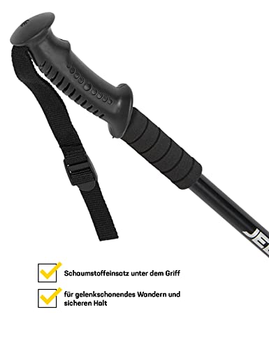 Foto von JELEX Nature Teleskop Walking Stöcke für Nordic Walking verstellbar, inkl. diverser Aufsätze für Outdoor Aktivitäten, ultraleichte Wanderstöcke mit Antishock-Technologie (Schwarz)