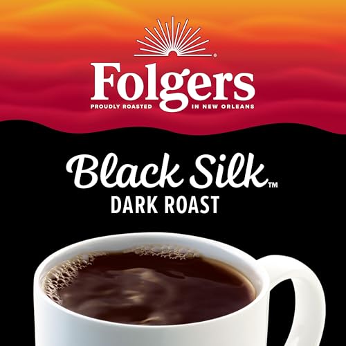 Image of Folgers Black Silk Instant Coffee, Dark Roast, 6 Jars | 8-oz. jars, Great for hot or iced coffee, Just stir and enjoy
