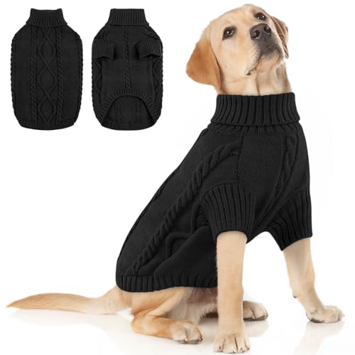Image of Queenmore XXL Dog Sweater,Classic Knit Big Dog Christmas Sweater Turtleneck