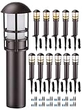LEONLITE 12-Pack 5CCT Low Voltage Landscape Pathway Lights 3W Landscape Lighting 12-24V LED Bollard Path Lights Wired CRI 90+ Aluminum Pathway Lighting for Walkway Yard Garden, ETL Listed, 1800-5000K