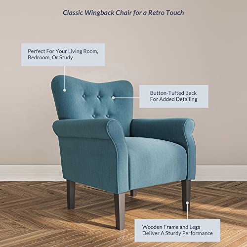 Belleze Modern Accent Chair Armchair For Living Room Or Bedroom With Wooden Legs, High Back Rest, Padded Armrest, And Comfortable Cushioned Seat - Allston (Baby Blue) #TOP4