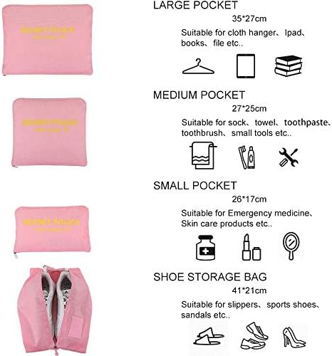 7PCS Luggage Organiser Set Compression Pouch Packing Cubes Travel Storage Bags Clothes Suitcase,Pink, C-pink, 7 Set - Image 4