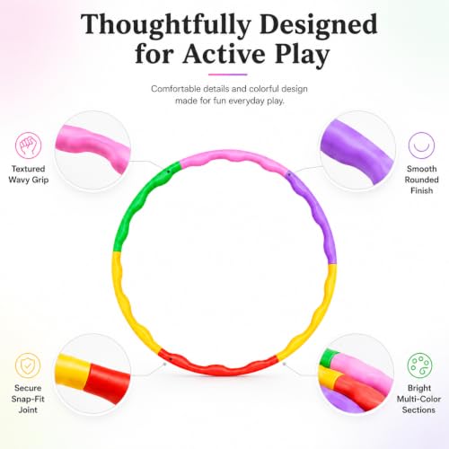Image of SIGNAMIO Kids Hula Hoop Ring for Girls & Boys, Colorful Exercise Hoop for Kids, Fun Fitness & Outdoor Indoor Play Toy, Waist Exercise Ring for Fun & Active Play - Multicolor