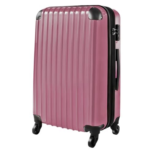 【HAPPY FLIGHタグ付き】 YKKジッパー 拡張機能 コーナーパット 機内持込 大型 軽量 専門メーカーが本気で作ったスーツケース CL-1804A (カーボンピンク, Lサイズ(91〜109L、7〜14泊用))