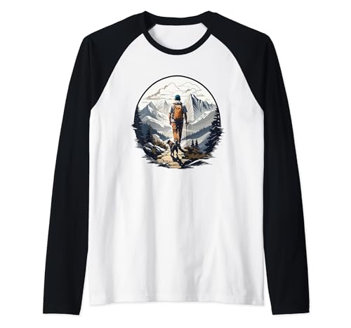 Senderismo Montaña Hombres Mujeres Aventura Camping Sender Camiseta Manga Raglan