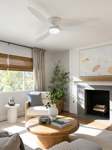 ycwdcz Smart Ceiling Fans with Lights, 42” Low Profile Flush Mount for Bedroom, WiFi Voice Control via Alexa/Google Home, Quiet DC Motor, Dimmable LED 3 Colour Temps, 6 Speeds, Reversible – White - Image 7