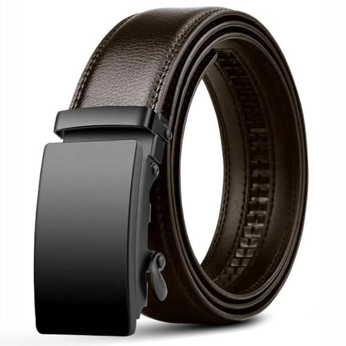 Ceinture longue pour homme boucle automatique noire ceinture grande taille ajustable en cuir PU